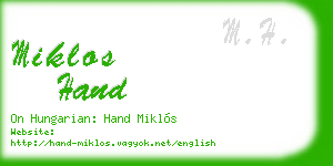 miklos hand business card